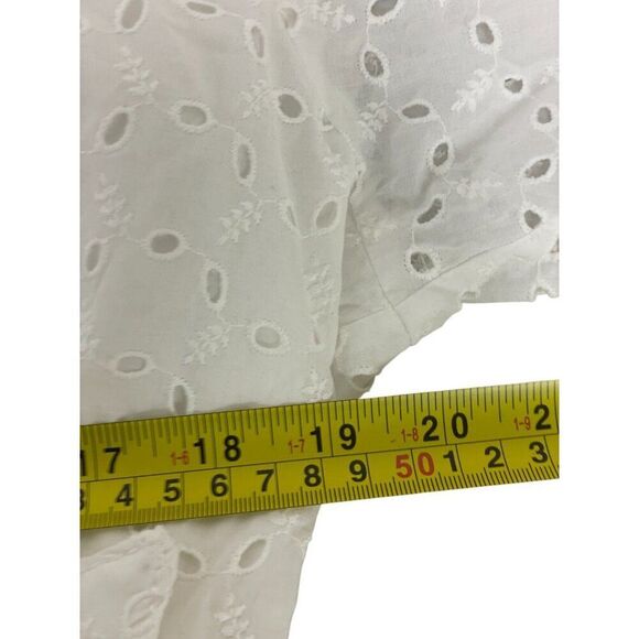 Zara Womens Midi Shirt Dress XXL 2XL White Eyelet Belted Short Sleeve NWOT - Picture 6 of 8